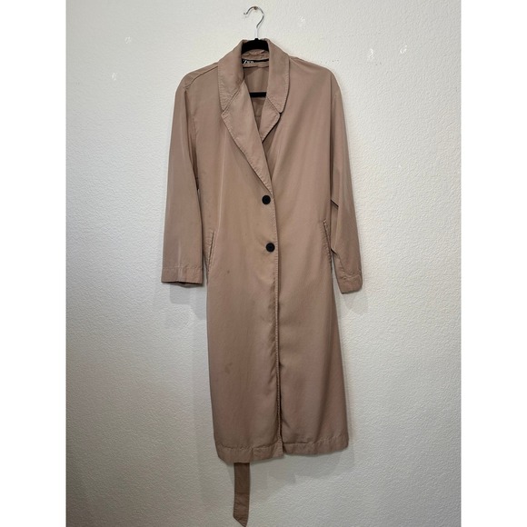 Zara Jackets & Blazers - Zara Womens Tan Beige Lightweight Longline Trench Coat Duster Belted Size Medium